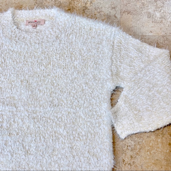 Philosophy Sweaters - Philosophy white popcorn fuzzy pullover sweater